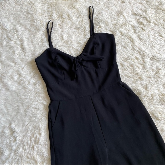 Adelyn Rae Jumpsuit Cropped Tie-Front Tassel Fringe Hem Classic Black S - Picture 6 of 14